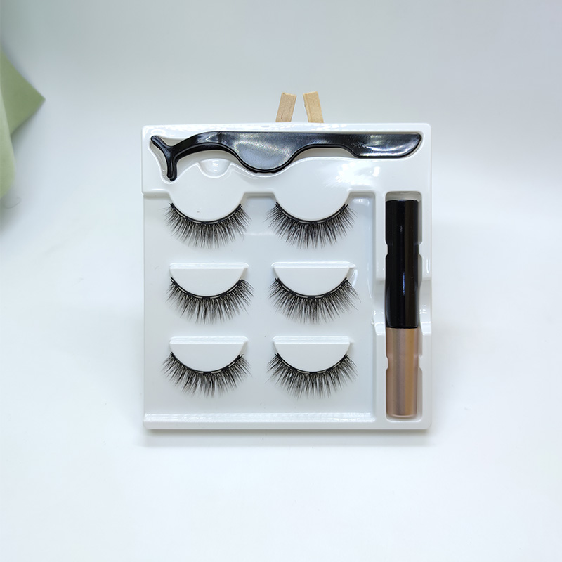 Kit de 3 pares de cílios magnéticos com aplicador de pinça