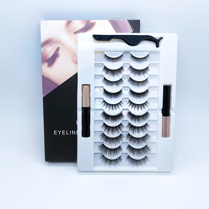 Kit delineador de cílios magnéticos 6D com aparência natural pacote de 10 pares