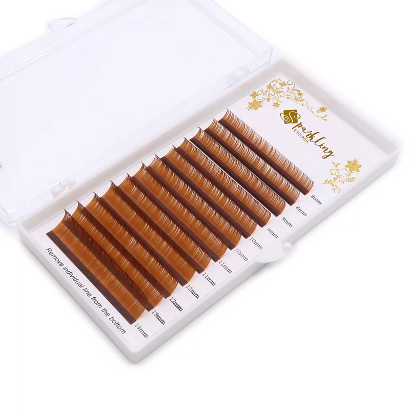Extensões de cílios de cor vison comprimento misto em uma bandeja (c ondulação 0,07 mm 7-15 mistura)