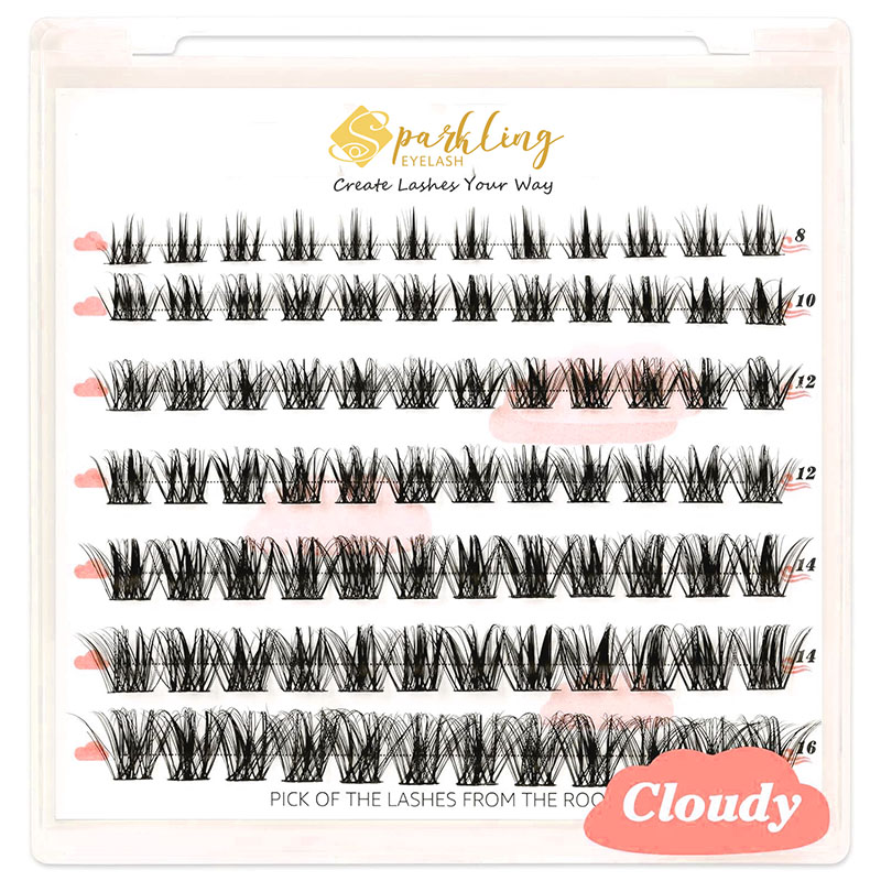 Clusters de cílios com extensão de cílios DIY de aparência natural