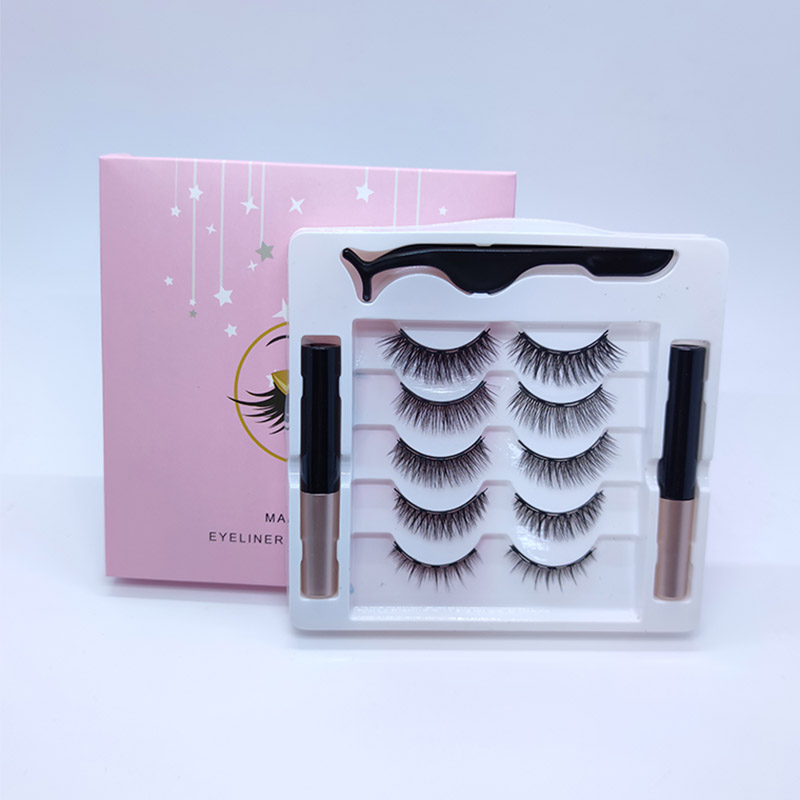 Kit de cílios magnéticos cintilantes com kit delineador 5 pares de 5 cílios de maquiagem diferentes